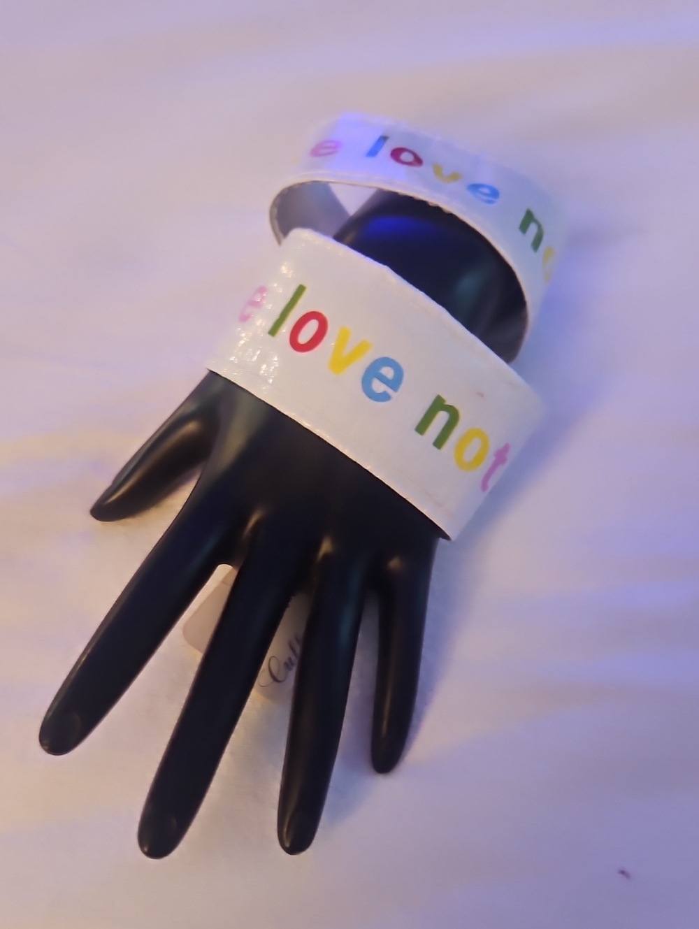 Make Love Not War  Vinyl Bangle Bracelet Kitsch Pop Art Blue Q